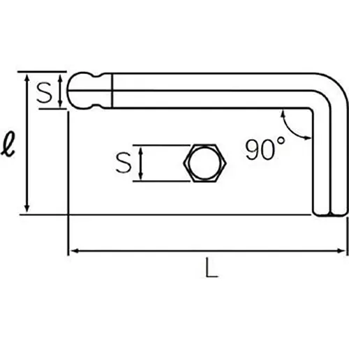 Ktc Standard Ball Point L-Type Hex Wrench 6 mm, HLD200-6