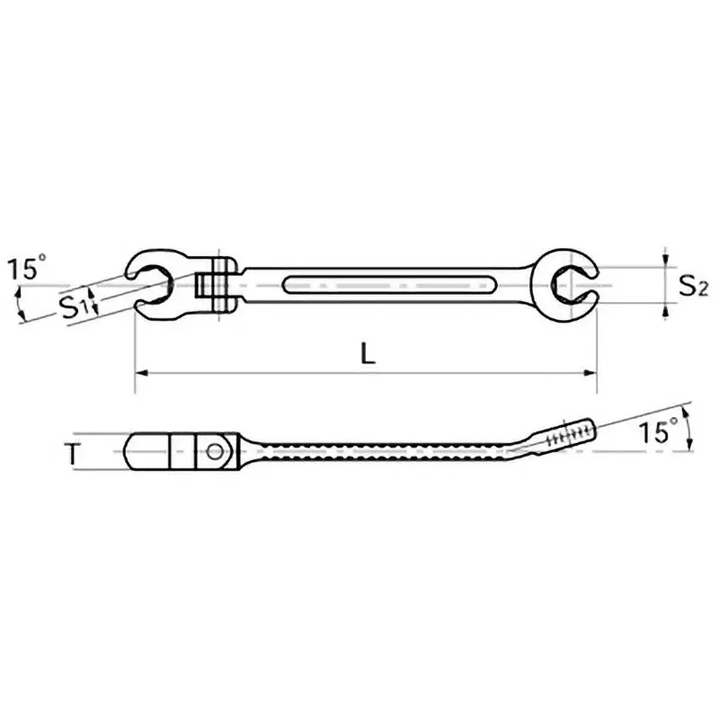 Ktc Swing Brake Pipe Glasses Wrench 10 mm, MZF-10