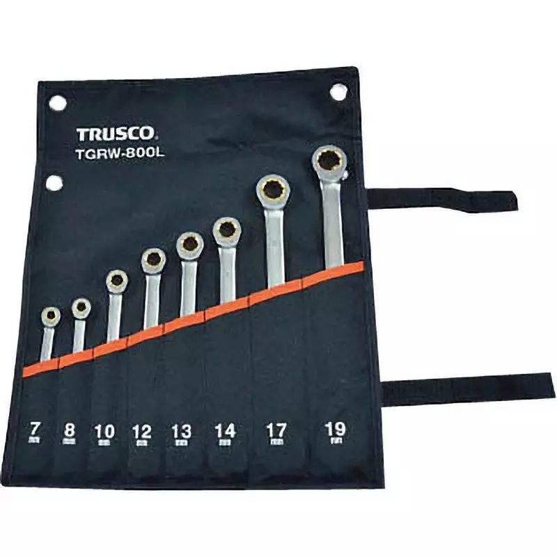 TRUSCO Ratchet Combination Wrench Set Trivalent Chrome Plating, TGRW-800L (Pack of 8 Pcs)