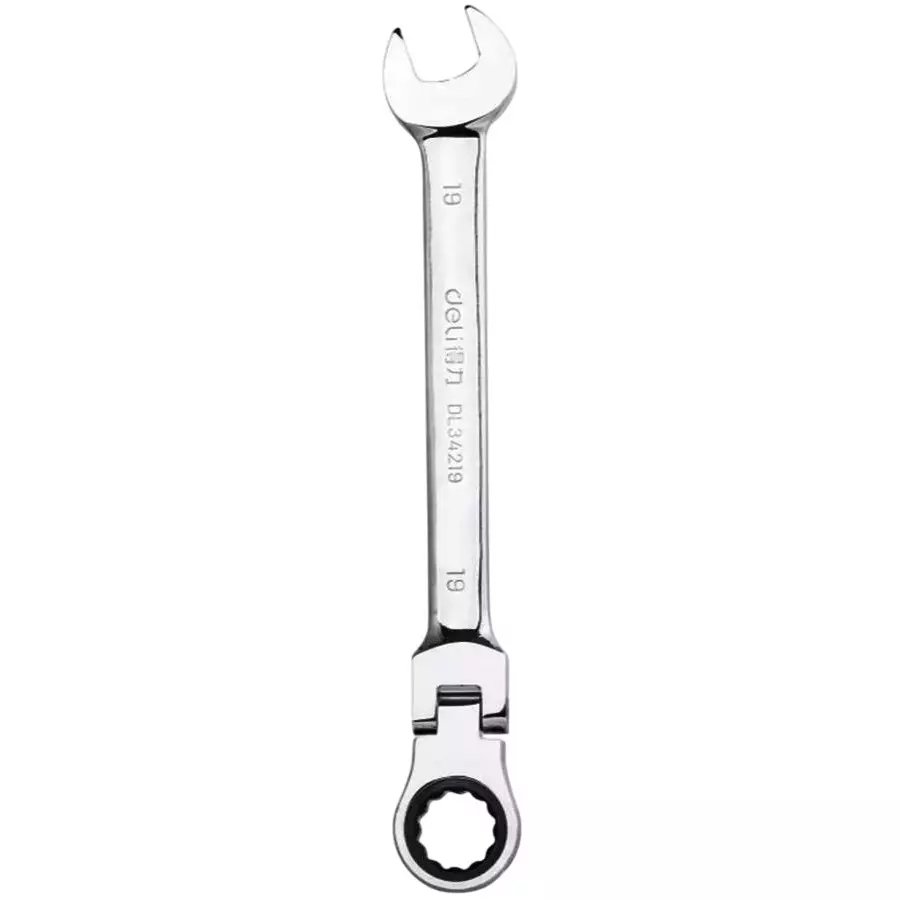 Deli Flex-Head Ratcheting Wrench Set Cr-V Chrome Plated 8 - 19 mm, DL140208T (Pack of 8 Pcs)