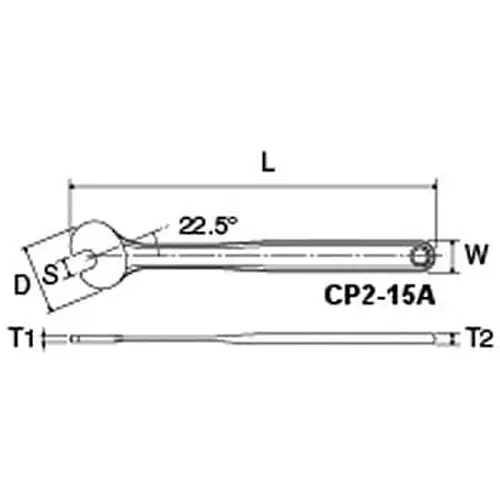 Ktc Pedal Wrench 15 mm 300 mm Length 22.5 Degree Angle, CP2-15A