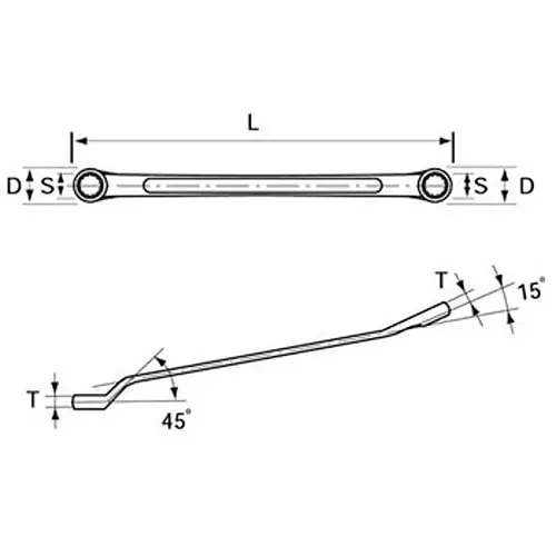 Ktc Offset Glasses Wrench 13 mm 210 mm Length, M30-13