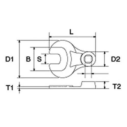 Ktc Pedal Wrench Clawfoot Type 69.5 mm Dimension 9.5 mm Sq. Drive, CP1-15