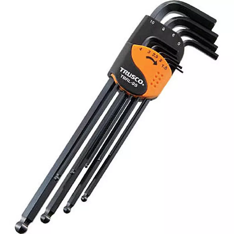 TRUSCO Hexagon Wrench Set Chrome Vanadium Steel, TBRL9S (Pack of 9 Pcs)