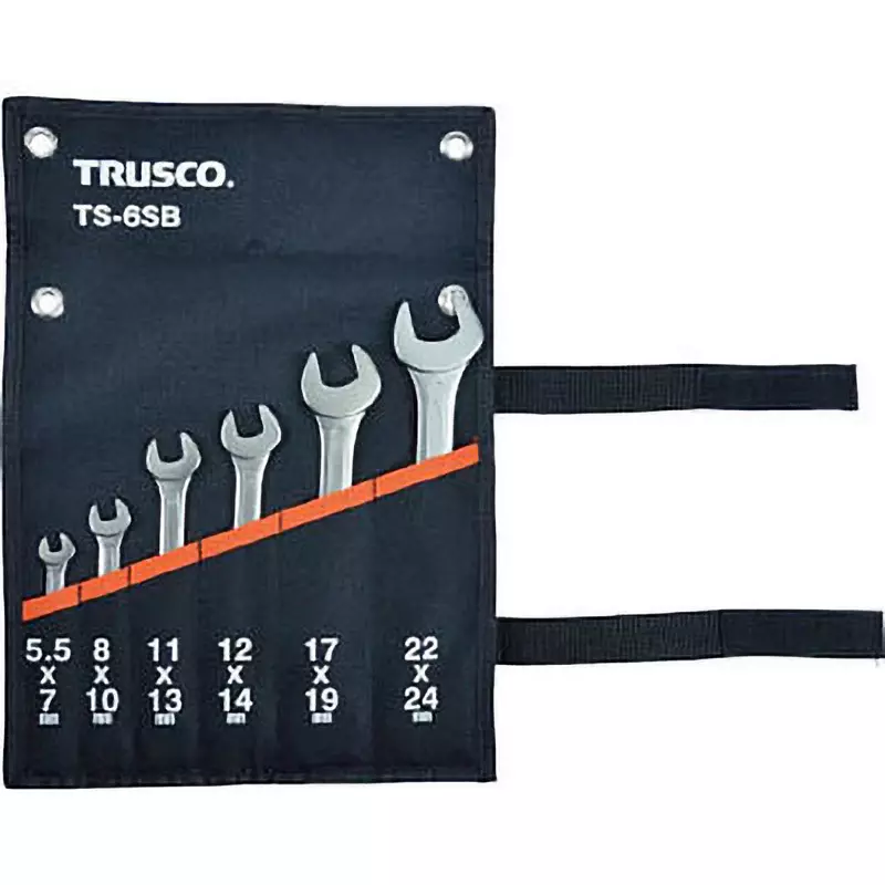 TRUSCO Both Ends Open Wrench Set Chromium Vanadium Steel, TS-6SD (Pack of 6 Pcs)