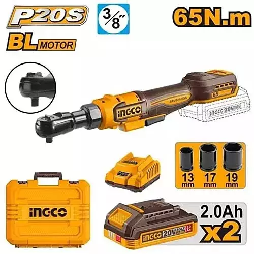 ingco-cordless-drive-ratchet-38-inch-953-mm-square-drive-65-nm-torque-brushless-motor-cdrli2065292