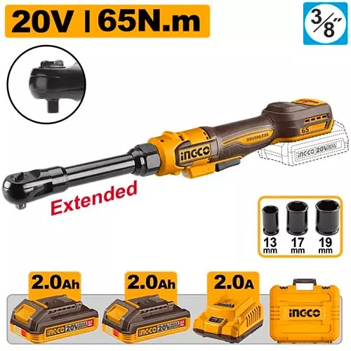ingco-cordless-drive-ratchet-38-inch-953-mm-square-drive-65-nm-torque-brushless-motor-cdrli2065292