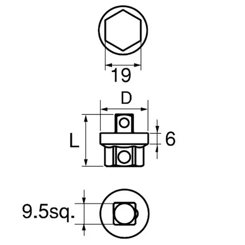 Ktc Drive for Belt Tensioner Wrench 28 mm Dimension 9.5 mm Sq. Drive, AE107-3A