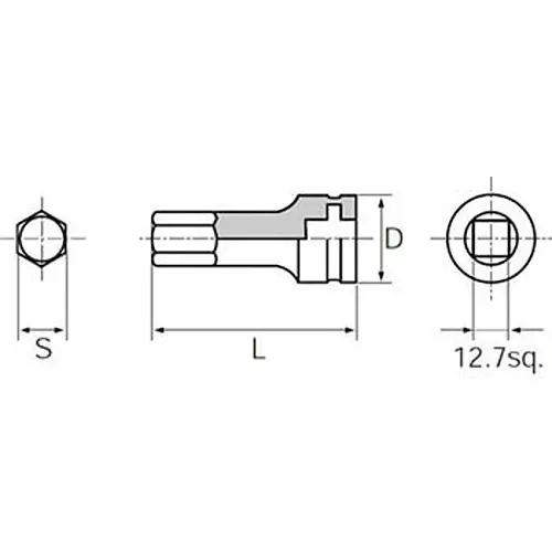 Ktc Hexagon Wrench Impact Type 8 mm 12.7 mm Sq. Drive 60 mm Length, BTP4-08P