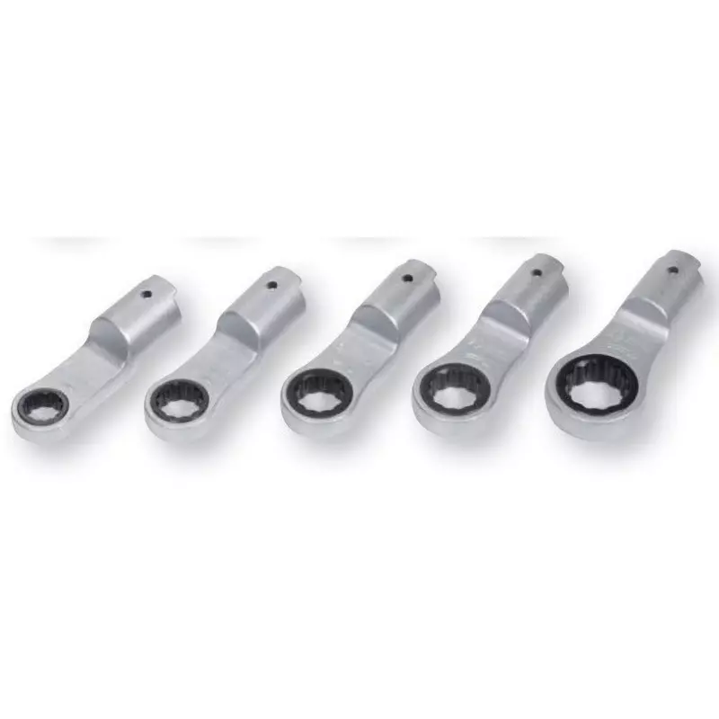 TONE Replaceable Torque Wrench Ratchet Glasses Head 10 - 12 - 13 - 14 - 17 mm Width Across Flates, 12DRM50 (Set of 5 Pcs)