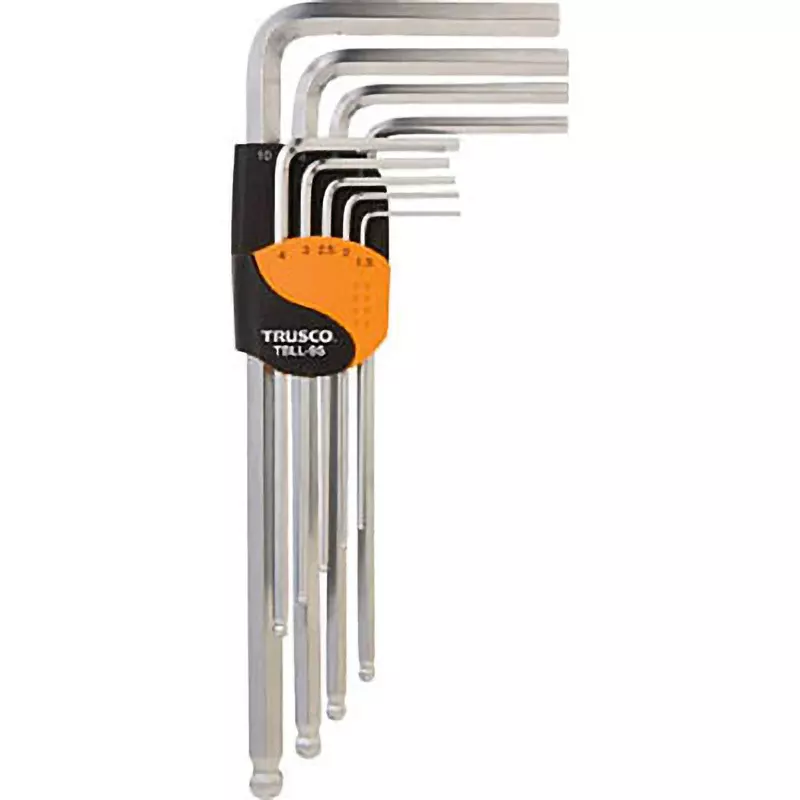 TRUSCO Ball Point Hexagon Stick Wrench Set HRC55 to 58 Hardness, TBLL-9S (Pack of 9 Pcs)