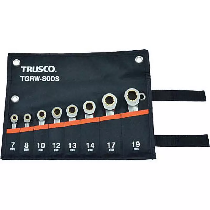 TRUSCO Ratchet Combination Wrench Set Trivalent Chrome Plating, TGRW-800S (Pack of 8 Pcs)