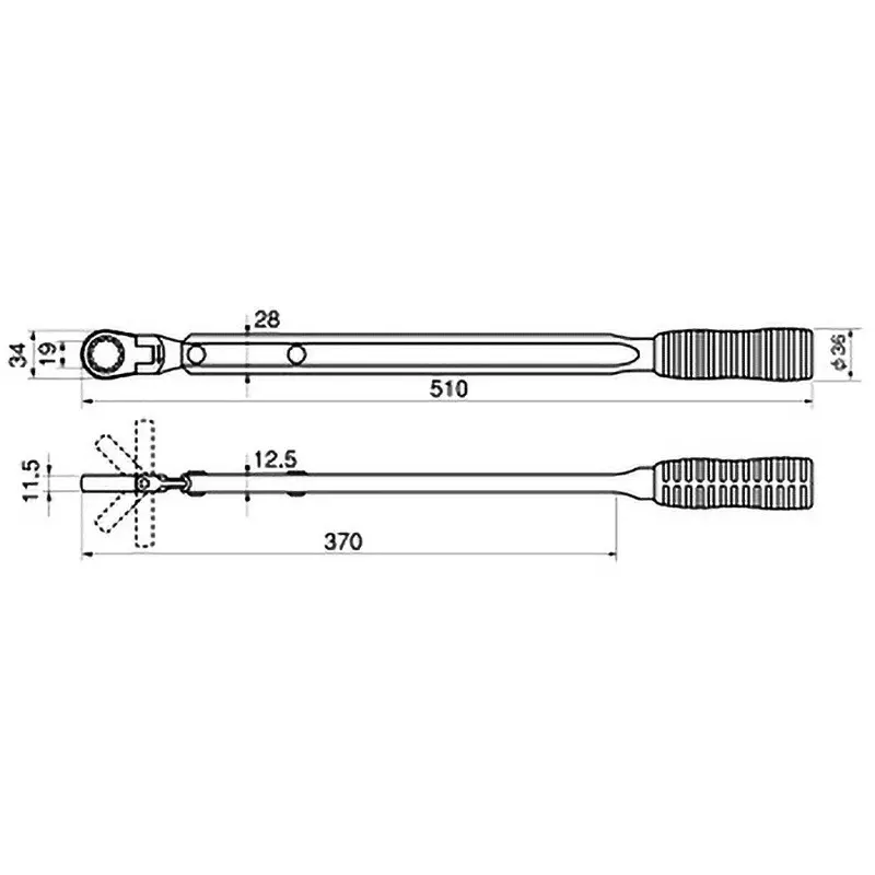 Ktc Belt Tensioner Wrench 510 mm Length Spare Part for ATE175, AE107-500