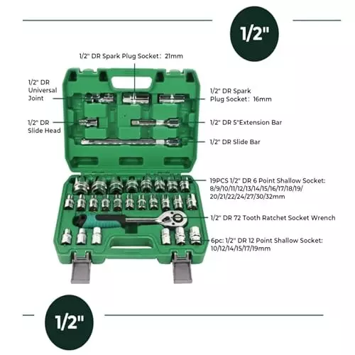 malfah-enterprises-ratchet-socket-wrench-set-with-half-inch-ratchet-8-32-mm-alloy-steel-chrome-vanadium-steel-sliver