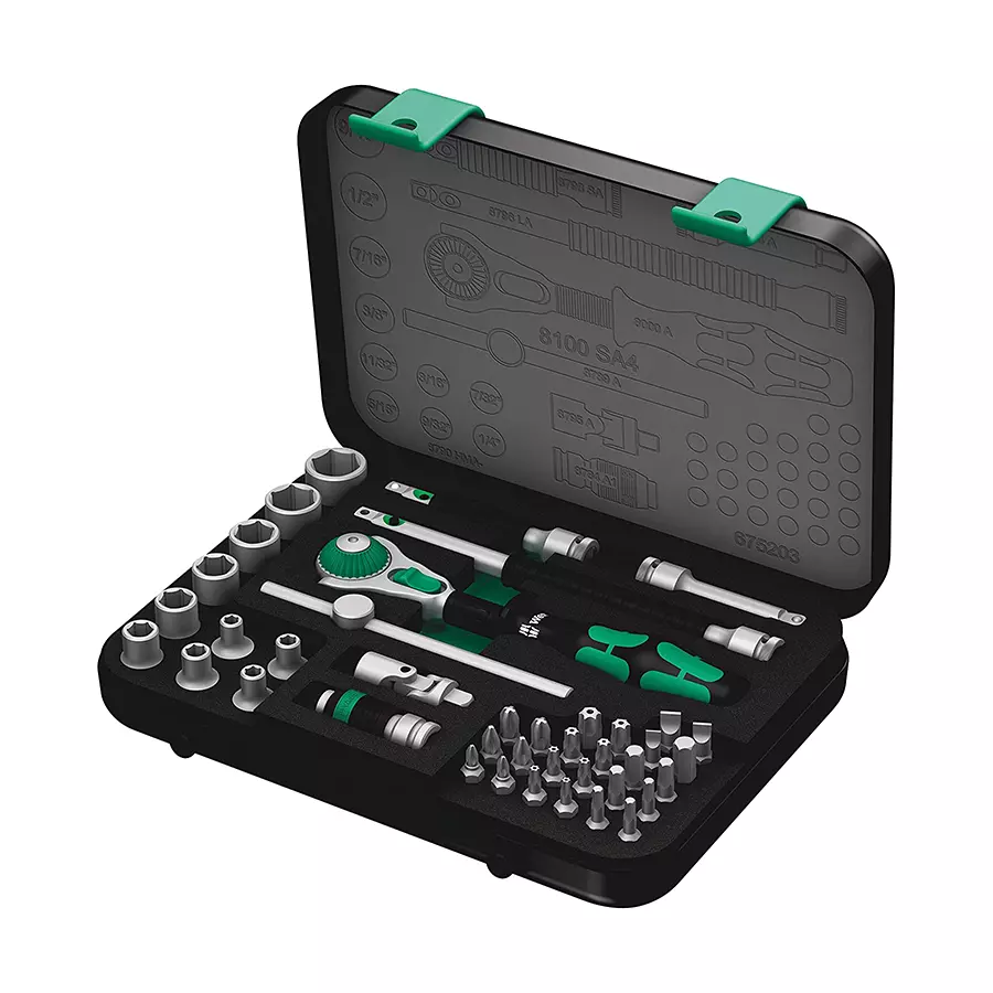 Wera 05003535001 8100 Sa 4 Zyklop Speed Ratchet Set, 6.35 mm (1/4 inch) Drive, Imperial, Set of 41 Pcs