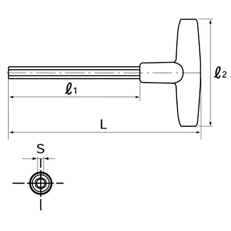 Ktc T-Shaped Hex Wrench 2.5 mm 150 mm Length, HT10-2.5