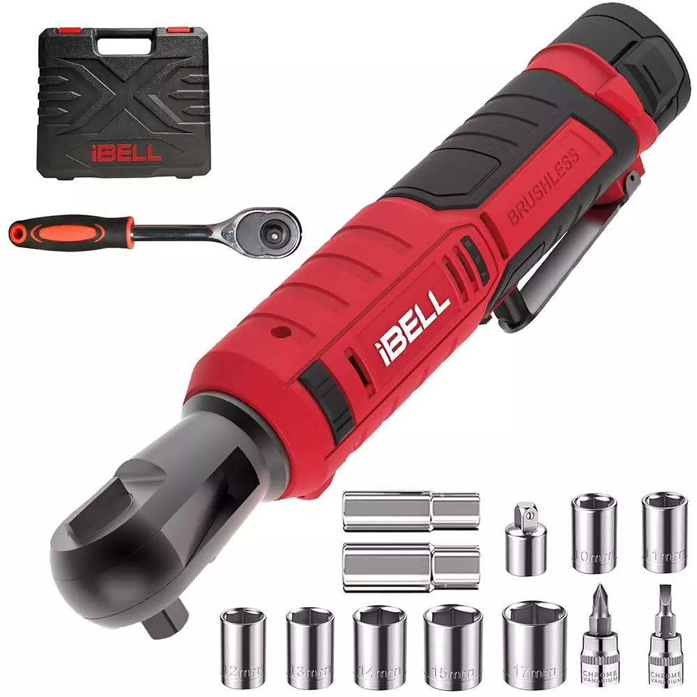 IBELL One Power Series Cordless Ratchet Wrench Kit Brushless 0-200 RPM No Load Speed 70 Nm Torque with Battery, IBL BW12-70