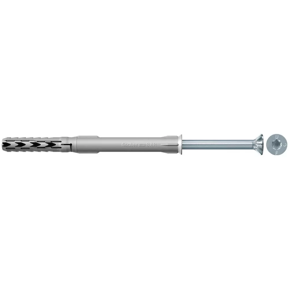 Fischer Galvanised Steel Frame Fixing with Safety Screw 10 mm Drill Dia 260 mm Anchor Length, SXR 10X260 T (Pack of 50 Pcs)
