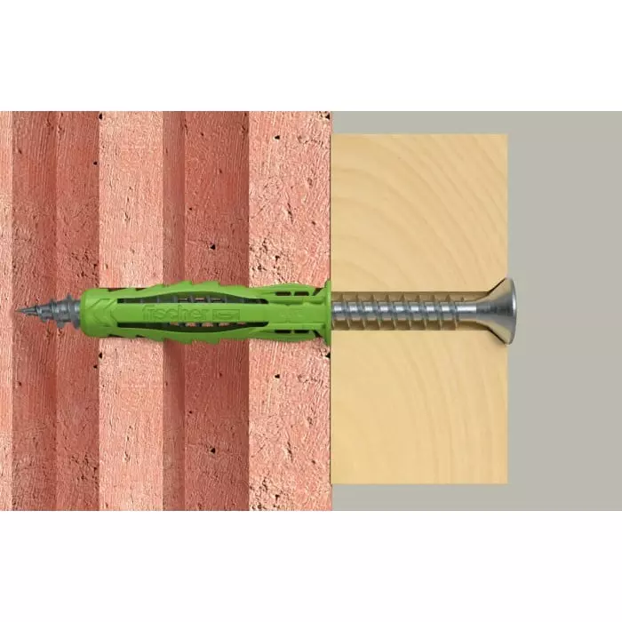 Fischer Fixings Green Wall Plug 40 mm Length 8 mm Fixing Hole Diameter, 567809 (Pack of 90)