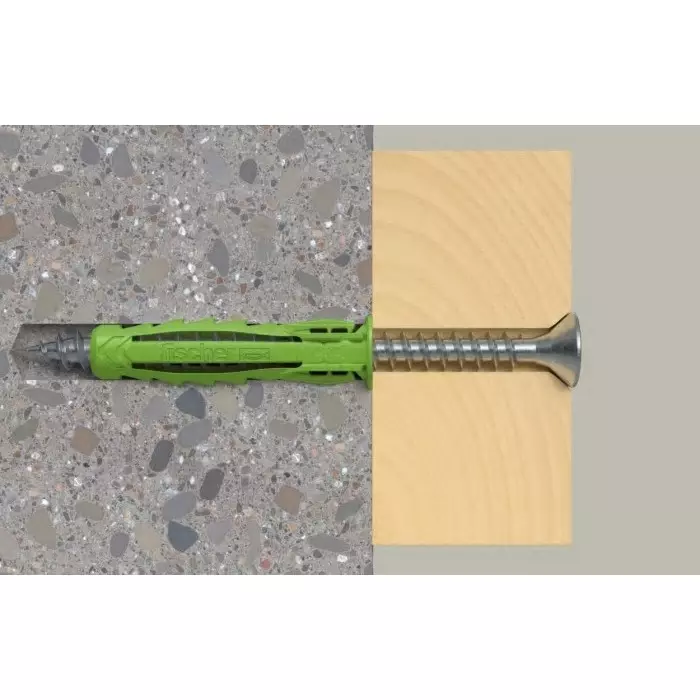 Fischer Fixings Green Wall Plug 40 mm Length 8 mm Fixing Hole Diameter, 567809 (Pack of 90)