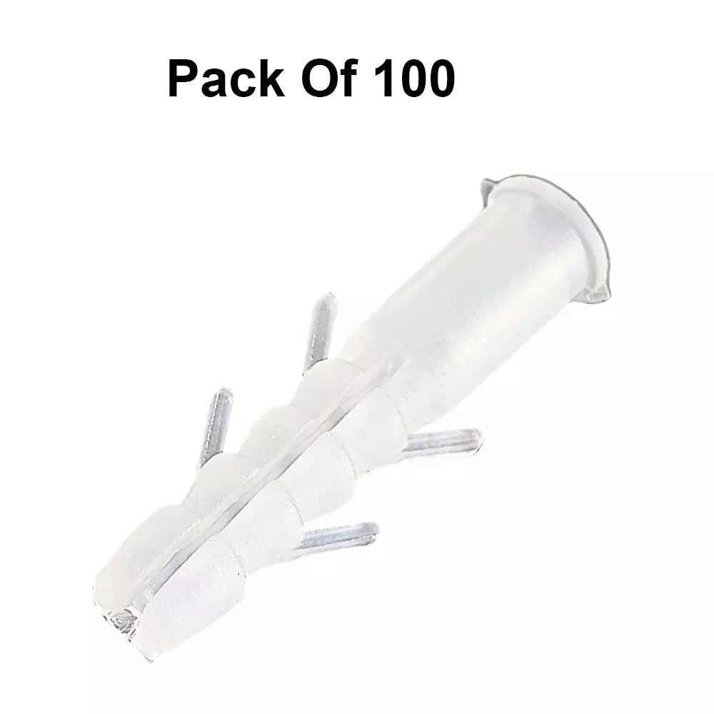 Contidrift Wall Plugs/Gitti 38 mm (1.5 inch) Round Plastic White (Pack of 100)