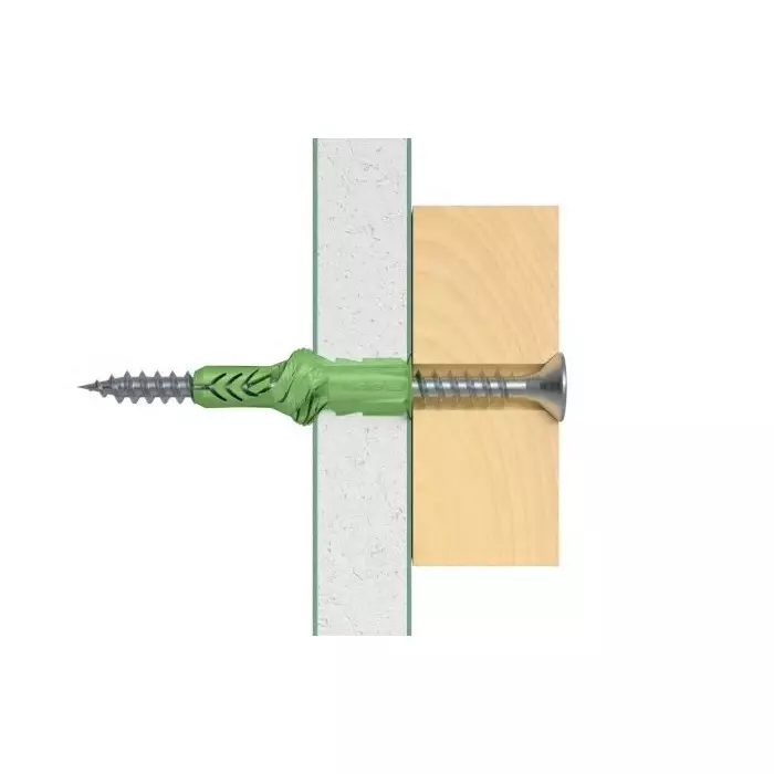 Fischer Green Nylon Wall Plug 35 mm Length 6 mm Fixing Hole Diameter, 518885 (Pack of 40)