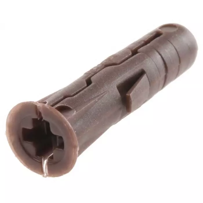 RawlPlug Brown Plastic Wall Plug 30 mm Length 7 mm Fixing Hole Diameter, R-UNO-BRN-288 (Pack of 288)
