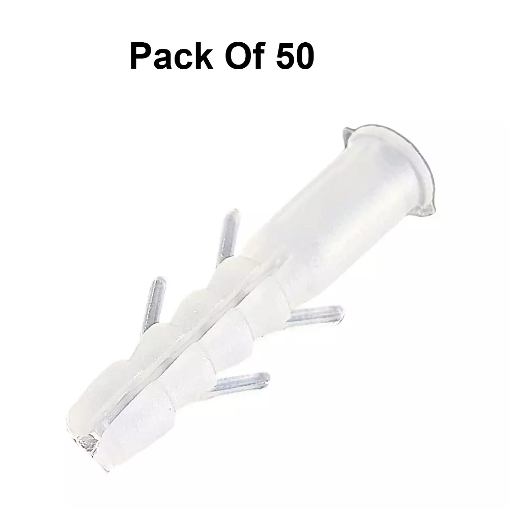 Contidrift Wall Plugs/Gitti 50 mm (2 inch) Round Plastic White (Pack of 50)