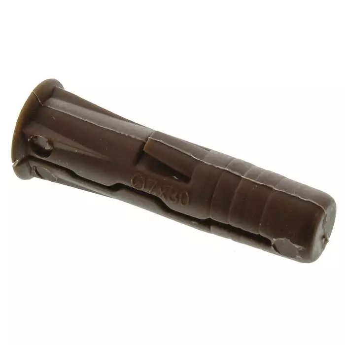 RawlPlug Brown Plastic Wall Plug 30 mm Length 7 mm Fixing Hole Diameter, R-UNO-BRN-1000 (Pack of 1000)