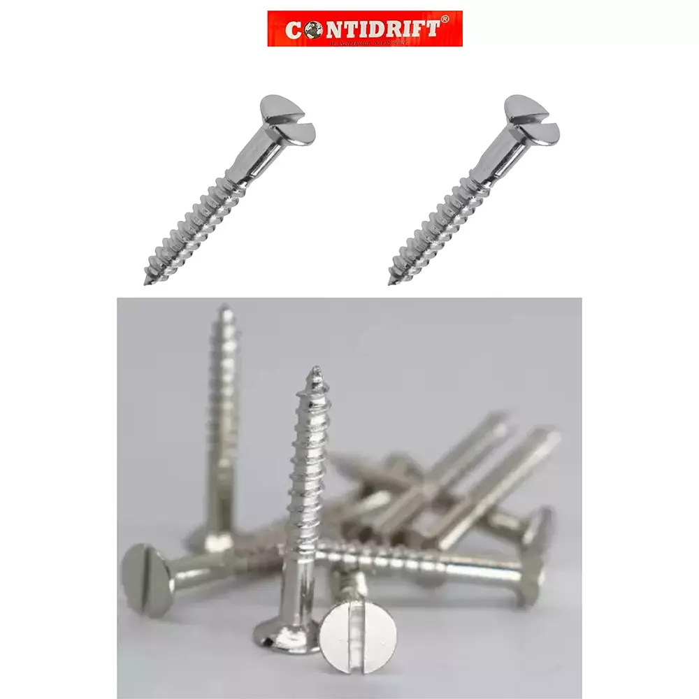 Contidrift Wooden Screw 35x8 mm Chrome Polish Iron Sliver (Pack of 100)