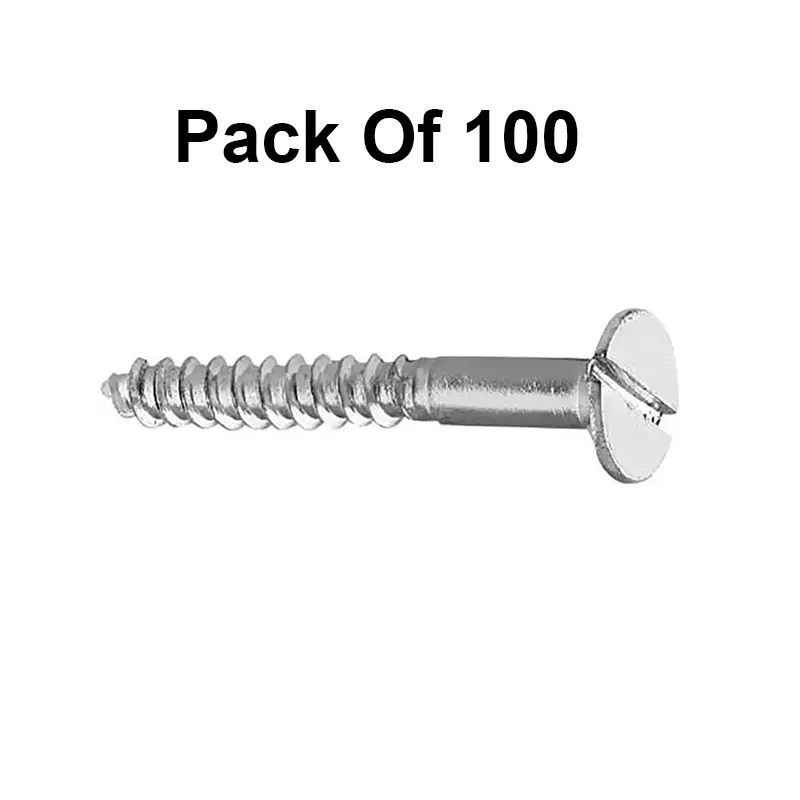 Contidrift Wooden Screw 35x8 mm Chrome Polish Iron Sliver (Pack of 100)
