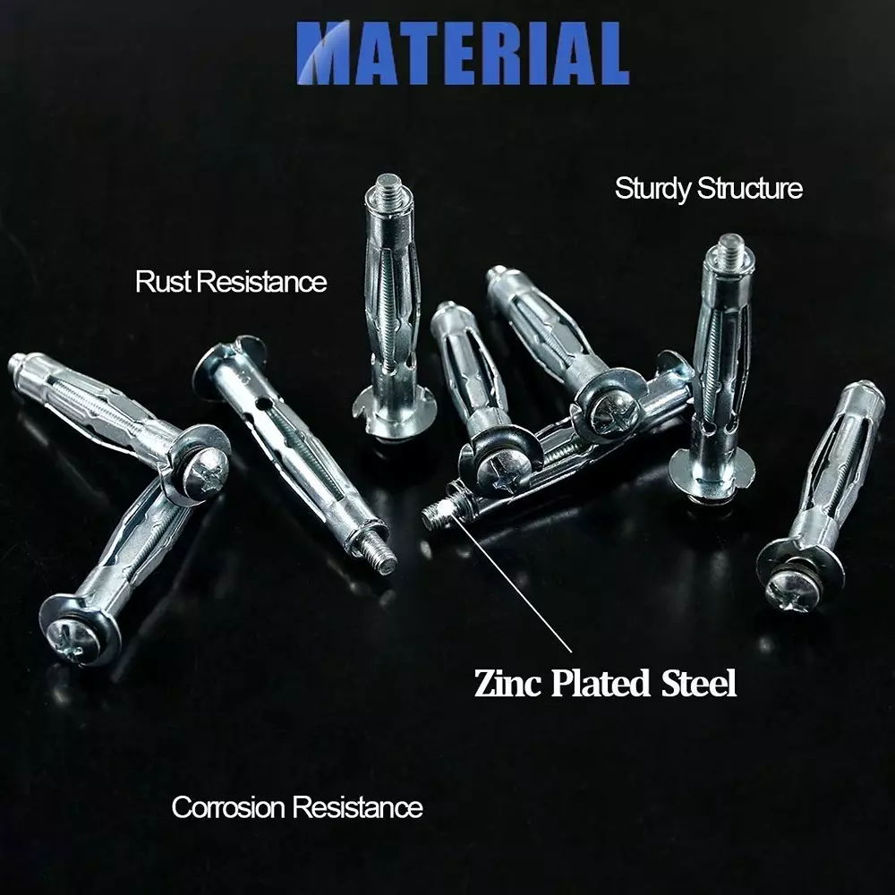 GENERIC M4x32 mm Hollow Drive Wall Anchor Screws for Drywall, Plaster (Pack of 10 Pcs)