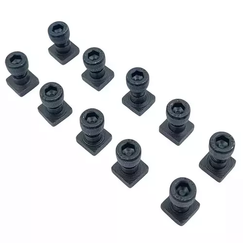 Buyohlic International T-Nuts Bolts 1/2 inch (12.7 mm) Square Shape M5 Thread for 3 inch (75 mm) & 4 inch (100 mm) Rotary Table, 2O-LQOB-P3WH (Pack of 10)