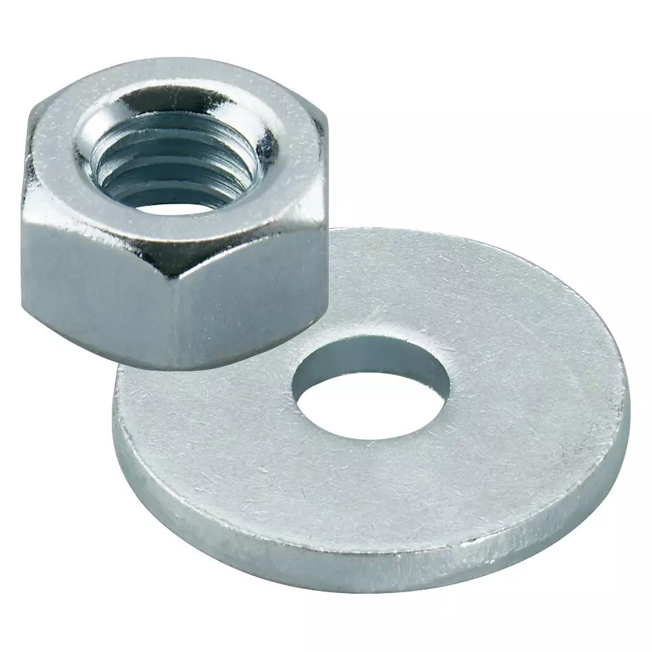 Fischer Electro Zinc Plated Hexagonal Nut & Washer M10 Thread 17 mm Width, M10 ZP B (Pack of 50 Pcs)