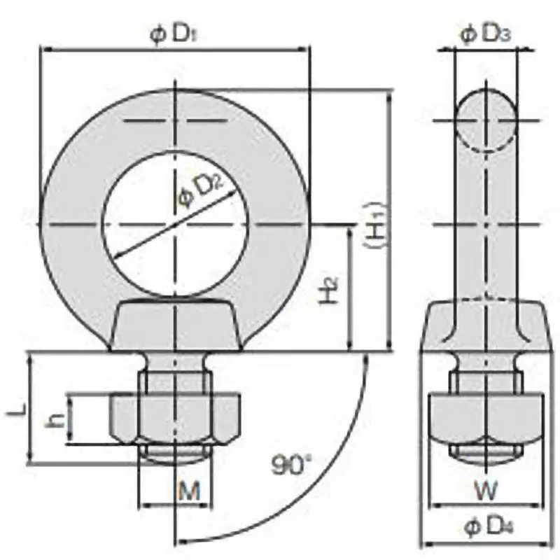 TAKIGEN Stainless Steel Eye Bolt, B-1130-36