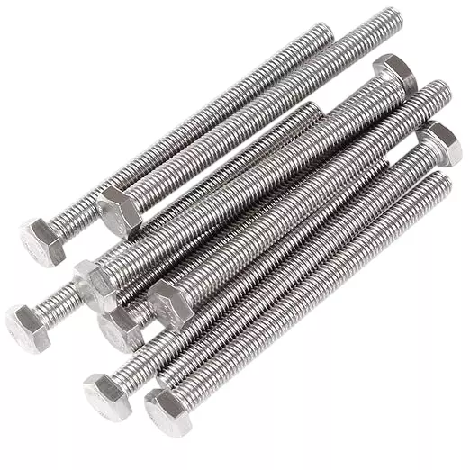 GENERIC 1.25x100 mm Hex Bolt Fully Threaded Stainless Steel for Construction and DIY Project (Pack of 10 Pcs)