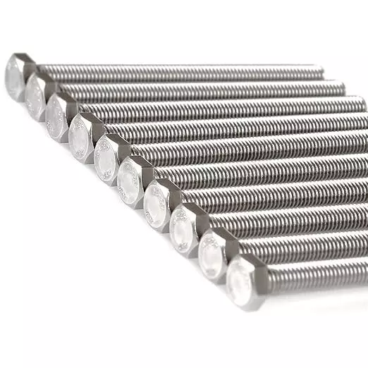 GENERIC 1.25x100 mm Hex Bolt Fully Threaded Stainless Steel for Construction and DIY Project (Pack of 10 Pcs)
