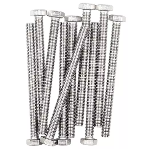 GENERIC 1.25x100 mm Hex Bolt Fully Threaded Stainless Steel for Construction and DIY Project (Pack of 10 Pcs)