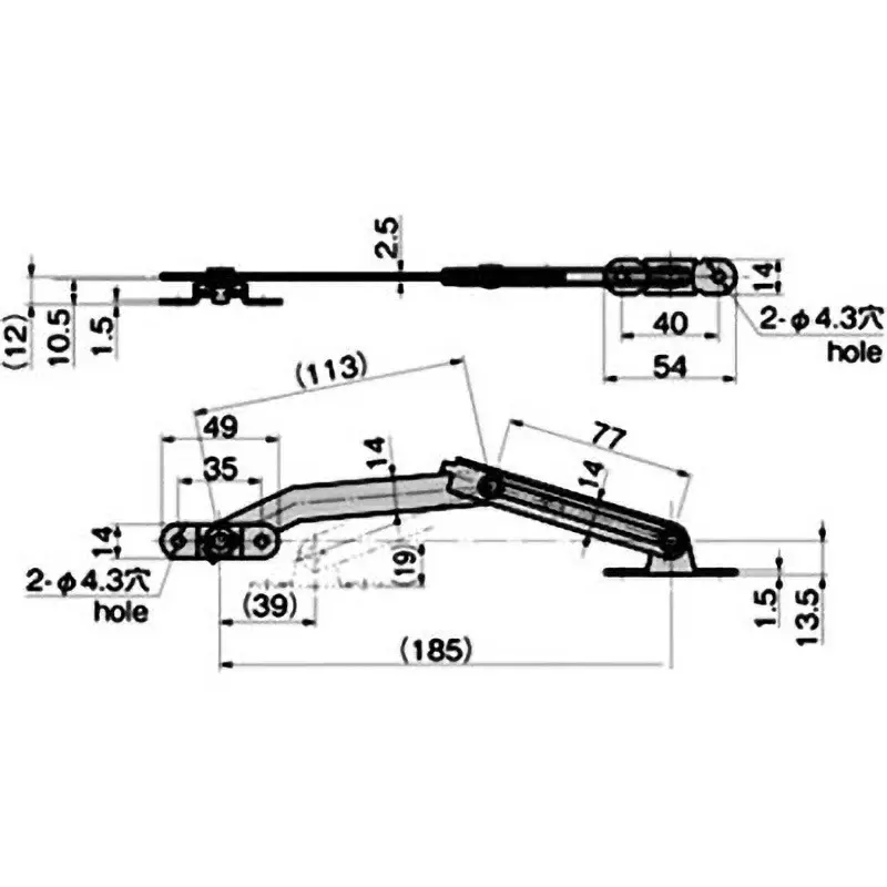 TAKIGEN Stainless Steel Stay for Lightweight Door, B-1454-2
