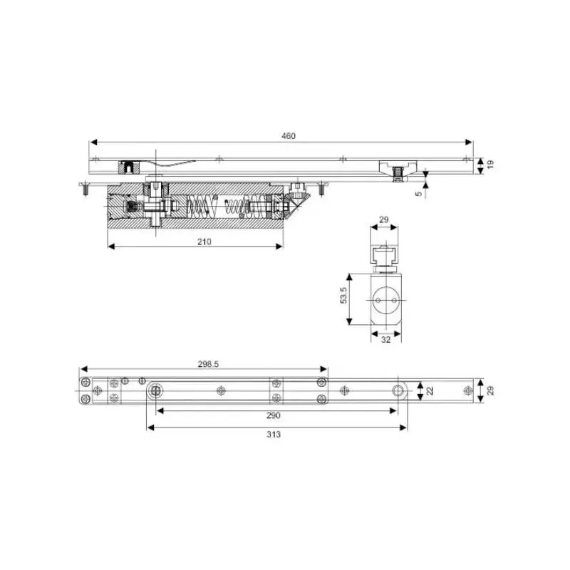 OZONE Cam Action Concealed Door Closer 120 Kg Weight Capacity Black Matt Finish, CDC-CA-6800 TA BM