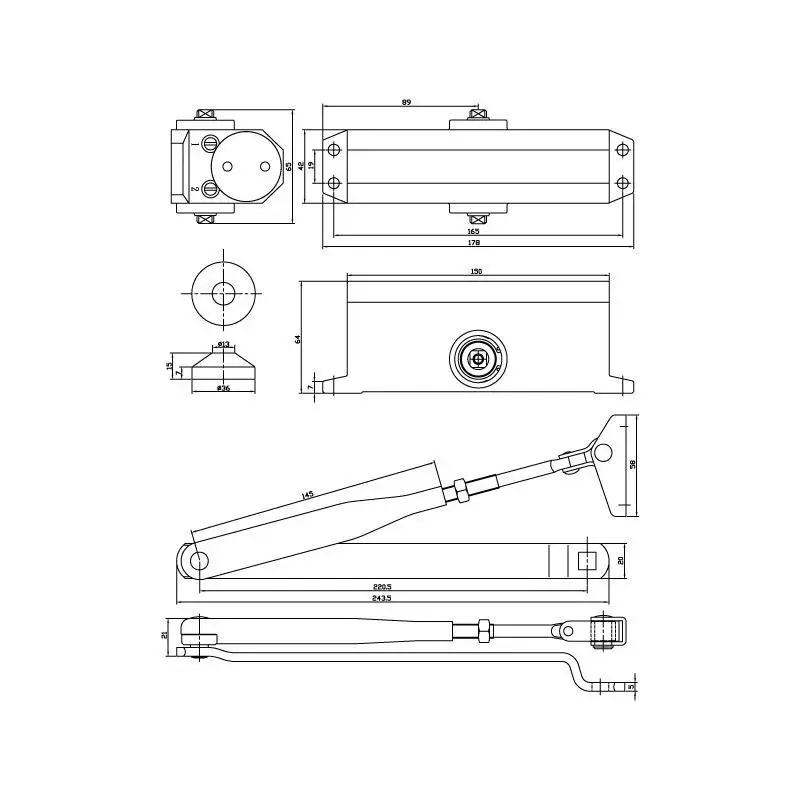 OZONE Overhead Door Closer with Scissor Arm Upto 80 Kg Weight Capacity Silver Finish, NSK-680A STD SILVER