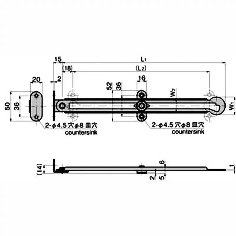 TAKIGEN Stainless Steel Canopy Rotary Stay, B-1453-3-L