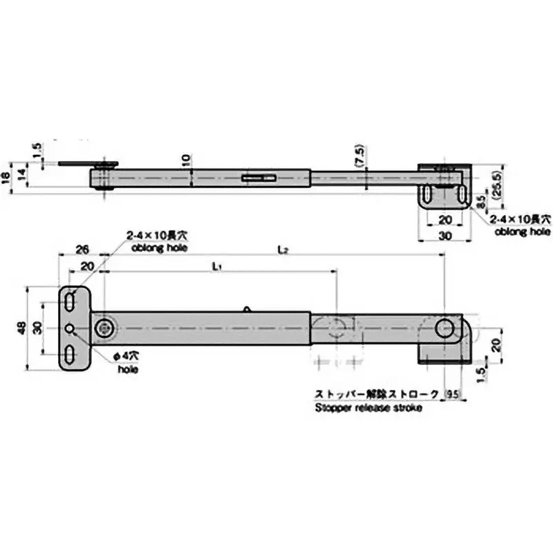 TAKIGEN Stainless Steel One-Touch Stay (Shrinkage L1 = 133), B-1223-12-L