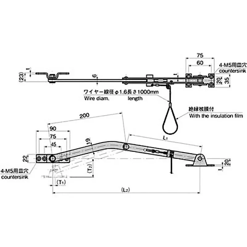 TAKIGEN Heavy Door Stay with Stopper (with Wire), B-450-W-1-L