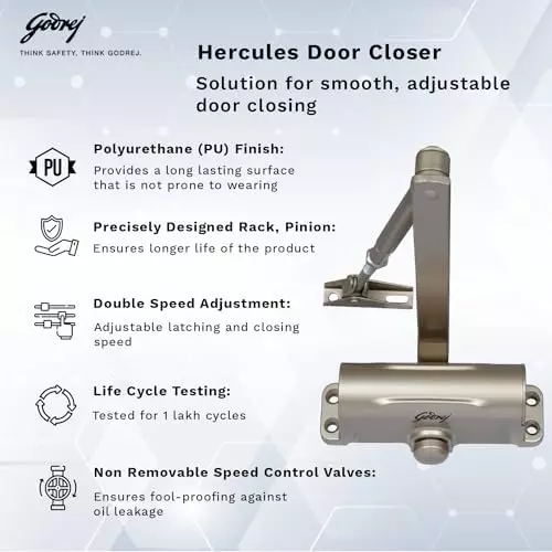 Godrej Hydraulic Door Closer Hercules Incrust 950 mm Gold, 5950