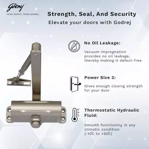Godrej Hydraulic Door Closer Hercules Incrust 950 mm Gold, 5950
