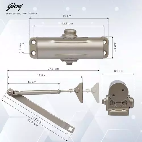 Godrej Hydraulic Door Closer Hercules Incrust 950 mm Gold, 5950