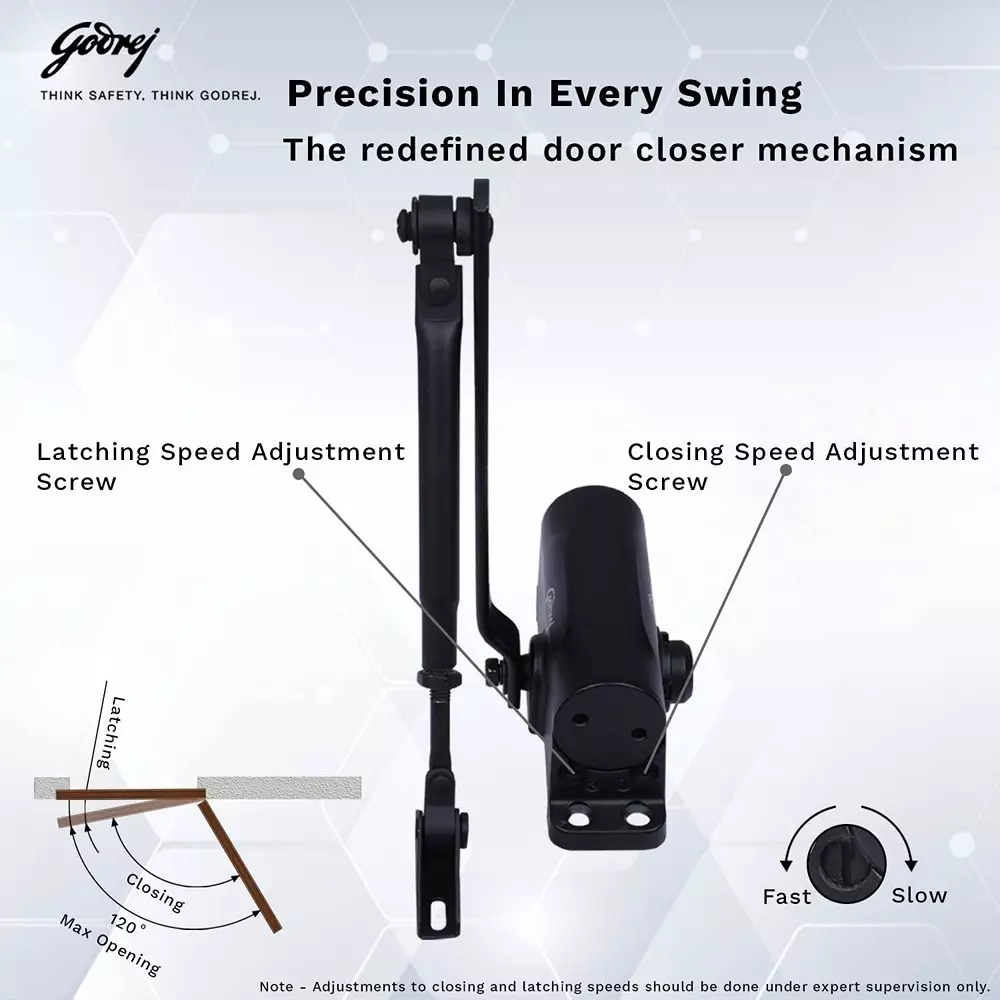 Godrej Hydraulic Door Closer Hercules Incrust 950 mm Matte Black, 5949