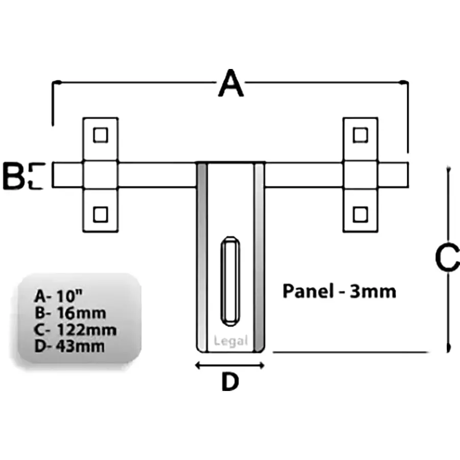 Legal L-455 1PCS -16MMX3 ALDROP MATKA SS Matte & Glossy Finish 16x43 mm Latching Draw Hasp
