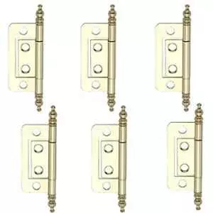 Screw Tight S171601EB-6 50.8mm(2 Inch) Iron Brass Plated Finial Hinge (Pack of 6)